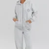 Mirage lichtgrijze gemêleerde katoenen Hoodie met fleece binnenkant en ritssluiting