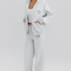 Mirage lichtgrijze gemêleerde katoenen Hoodie met fleece binnenkant en ritssluiting