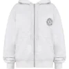 Mirage lichtgrijze gemêleerde katoenen Hoodie met fleece binnenkant en ritssluiting