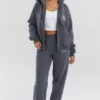 Mirage Slate katoenen Hoodie met fleece binnenkant en ritssluiting