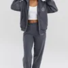 Mirage Slate katoenen Hoodie met fleece binnenkant en ritssluiting
