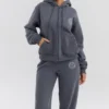 Mirage Slate katoenen Hoodie met fleece binnenkant en ritssluiting