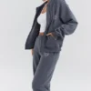 Mirage Slate katoenen Hoodie met fleece binnenkant en ritssluiting