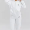 Mirage witte katoenen Hoodie met fleece binnenkant en doorlopende rits
