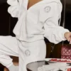 Mirage witte katoenen Hoodie met fleece binnenkant en doorlopende rits