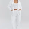 Mirage witte katoenen Hoodie met fleece binnenkant en doorlopende rits