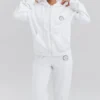 Mirage witte katoenen Hoodie met fleece binnenkant en doorlopende rits