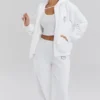 Mirage witte katoenen Hoodie met fleece binnenkant en doorlopende rits