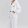 Mirage witte katoenen Hoodie met fleece binnenkant en doorlopende rits