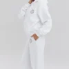 Mirage witte katoenen Hoodie met fleece binnenkant en doorlopende rits