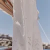 Mirea witte katoenen broek met brede pijpen en broderie anglaise