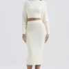 Nyala Crème Zachte Bouclé Gebreide Cropped Truien