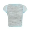 Mistress Rocks Seafoam gebreide top met open rug en ruches – Sale