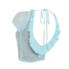 Mistress Rocks Seafoam gebreide top met open rug en ruches – Sale