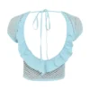 Mistress Rocks Seafoam gebreide top met open rug en ruches – Sale