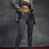 Mitzi donkergrijze geribbelde gebreide Leggings