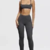 Mitzi donkergrijze geribbelde gebreide Leggings