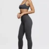 Mitzi donkergrijze geribbelde gebreide Leggings
