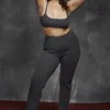 Mitzi donkergrijze geribbelde gebreide Leggings