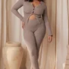 Mitzi Taupe geribbelde gebreide Leggings