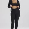 Mitzi zwarte geribde gebreide Leggings