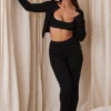 Mitzi zwarte geribde gebreide Leggings