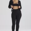 Mitzi zwarte geribde gebreide Leggings