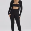 Mitzi zwarte geribde gebreide Leggings