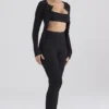 Mitzi zwarte geribde gebreide Leggings