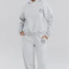 Muse lichtgrijze gemêleerde katoenen Hoodie met fleece binnenkant