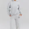 Muse lichtgrijze gemêleerde katoenen Hoodie met fleece binnenkant
