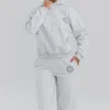 Muse lichtgrijze gemêleerde katoenen Hoodie met fleece binnenkant