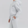 Muse lichtgrijze gemêleerde katoenen Hoodie met fleece binnenkant