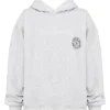 Muse lichtgrijze gemêleerde katoenen Hoodie met fleece binnenkant