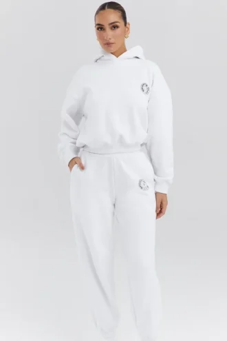 Muse witte Hoodie met katoenen fleece binnenkant