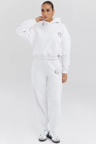 Muse witte Hoodie met katoenen fleece binnenkant