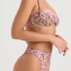Mykonos olijfgroen bikini-onderstuk met bloemenprint en hoge taille