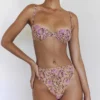 Mykonos olijfgroen bikini-onderstuk met bloemenprint en hoge taille