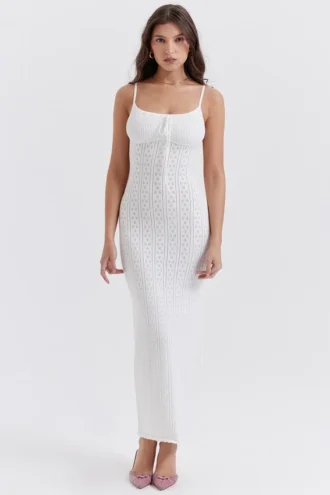 Myla witte gebreide maxi-jurk