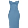 Myrna Aegean Blue korset midi-jurk