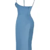 Myrna Aegean Blue korset midi-jurk