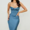 Myrna Aegean Blue korset midi-jurk