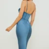 Myrna Aegean Blue korset midi-jurk