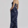 Naima Navy met de hand geborduurde corset maxi-jurk