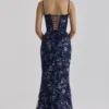 Naima Navy met de hand geborduurde corset maxi-jurk