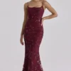 Naima Wijnrode, met de hand geborduurde, versierde korsetten-maxi-jurk – Limited Edition