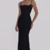 Naima zwarte, met de hand geborduurde corset-maxi-jurk – Limited Edition