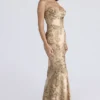 Nalani gouden satijnen maxi-jurk met patroon – Limited Edition