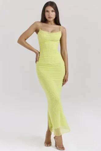 Nalini Acid Lime Korsetten-Jurken Maxi-jurk