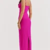 Nalini Fuchsia Stretch Mesh Maxi-jurk